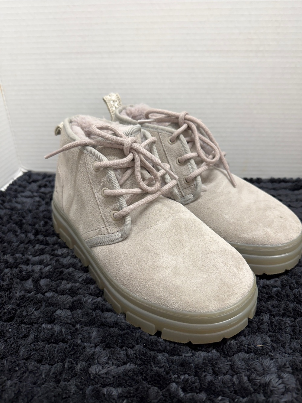 Neutral Suede Lace-Up Boots - Light Taupe